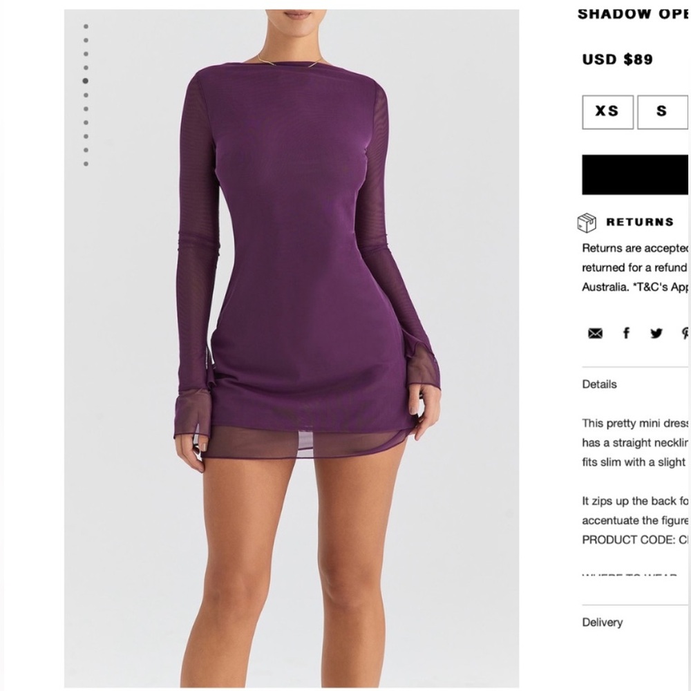 House of CB | Mistress Rocks Mauve Purple Dress Size M